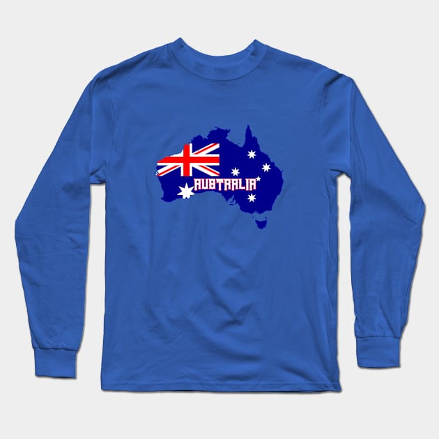 Australia flag & map Long Sleeve T-Shirt by Travellers